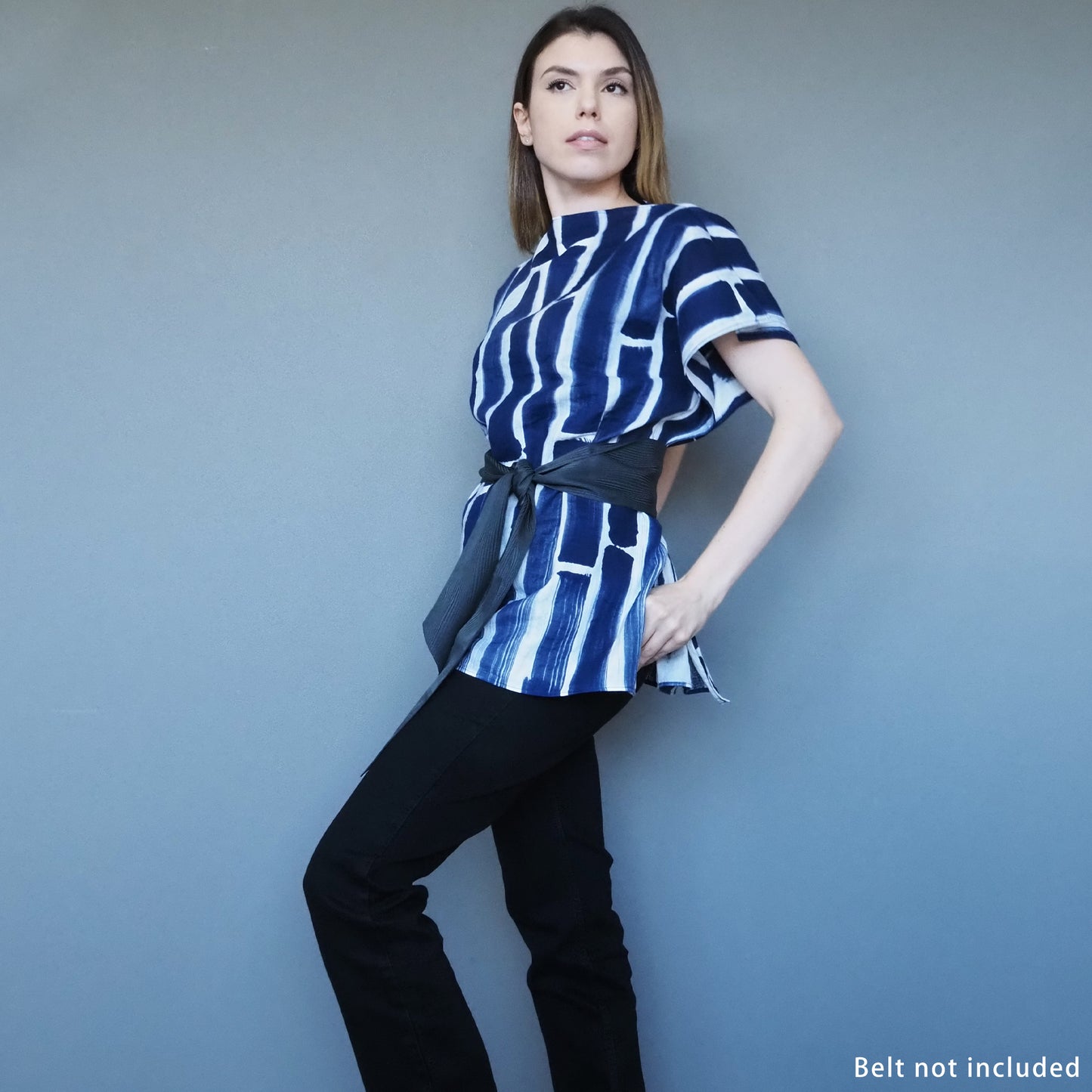 Bamboo Forest Double-gauze Cotton Top Dark Blue