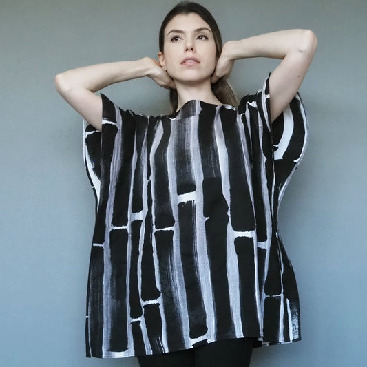 Bamboo Forest Double-gauze Cotton Top Charcoal Black