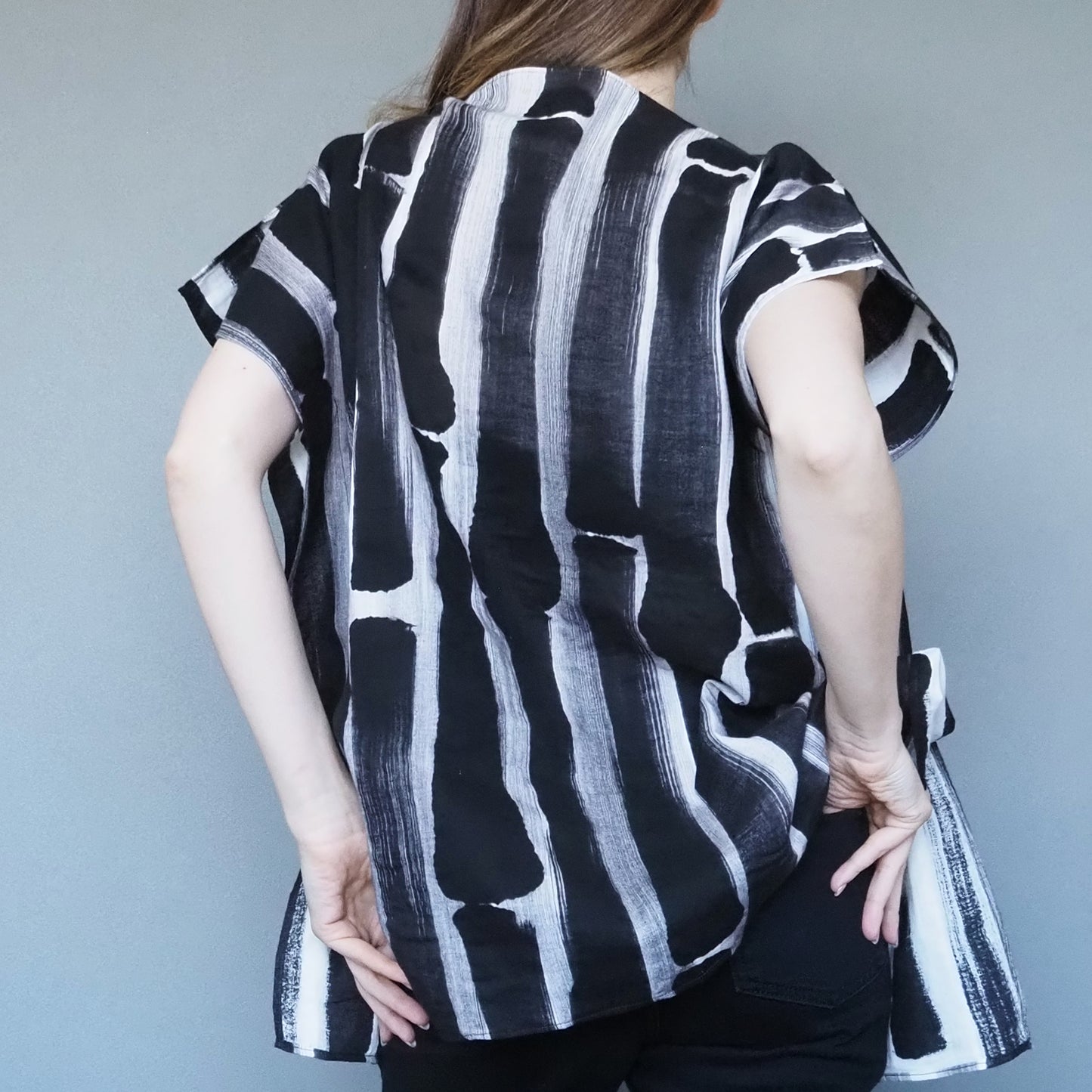 Bamboo Forest Double-gauze Cotton Top Charcoal Black