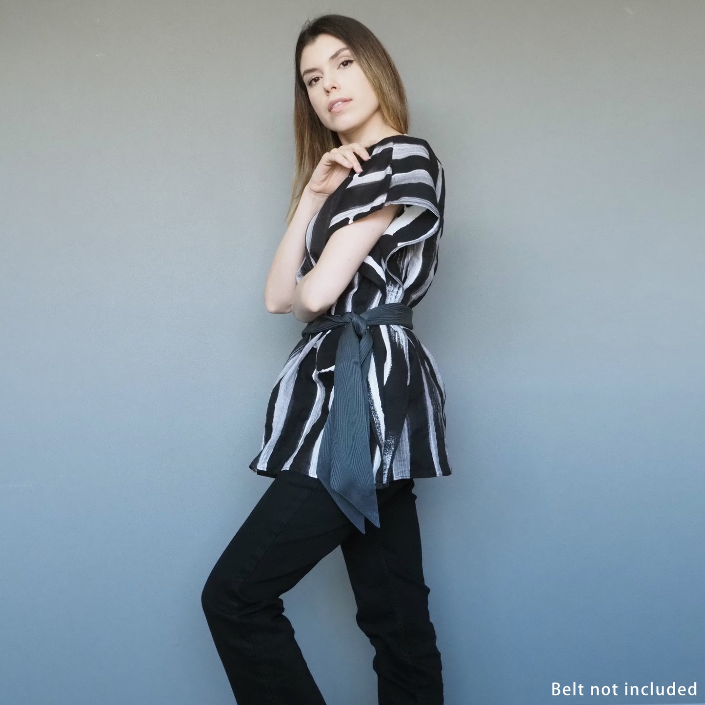 Bamboo Forest Double-gauze Cotton Top Charcoal Black