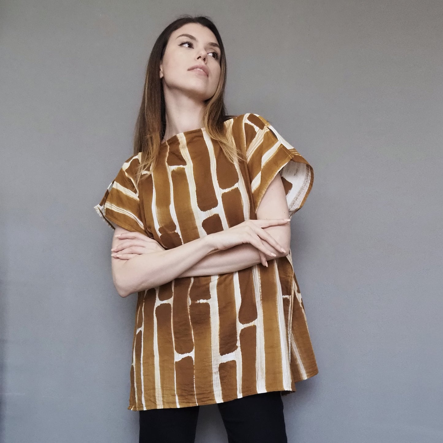 Bamboo Forest Double-gauze Cotton Top Mustard