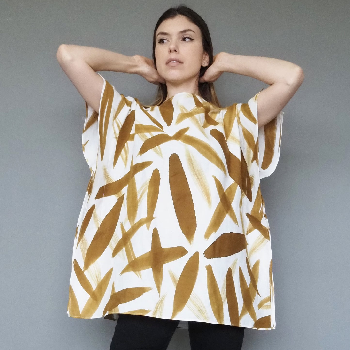 Bamboo Leaves Double-gauze Cotton Top Mustard