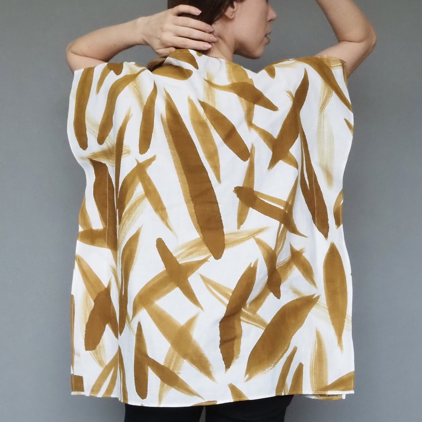 Bamboo Leaves Double-gauze Cotton Top Mustard