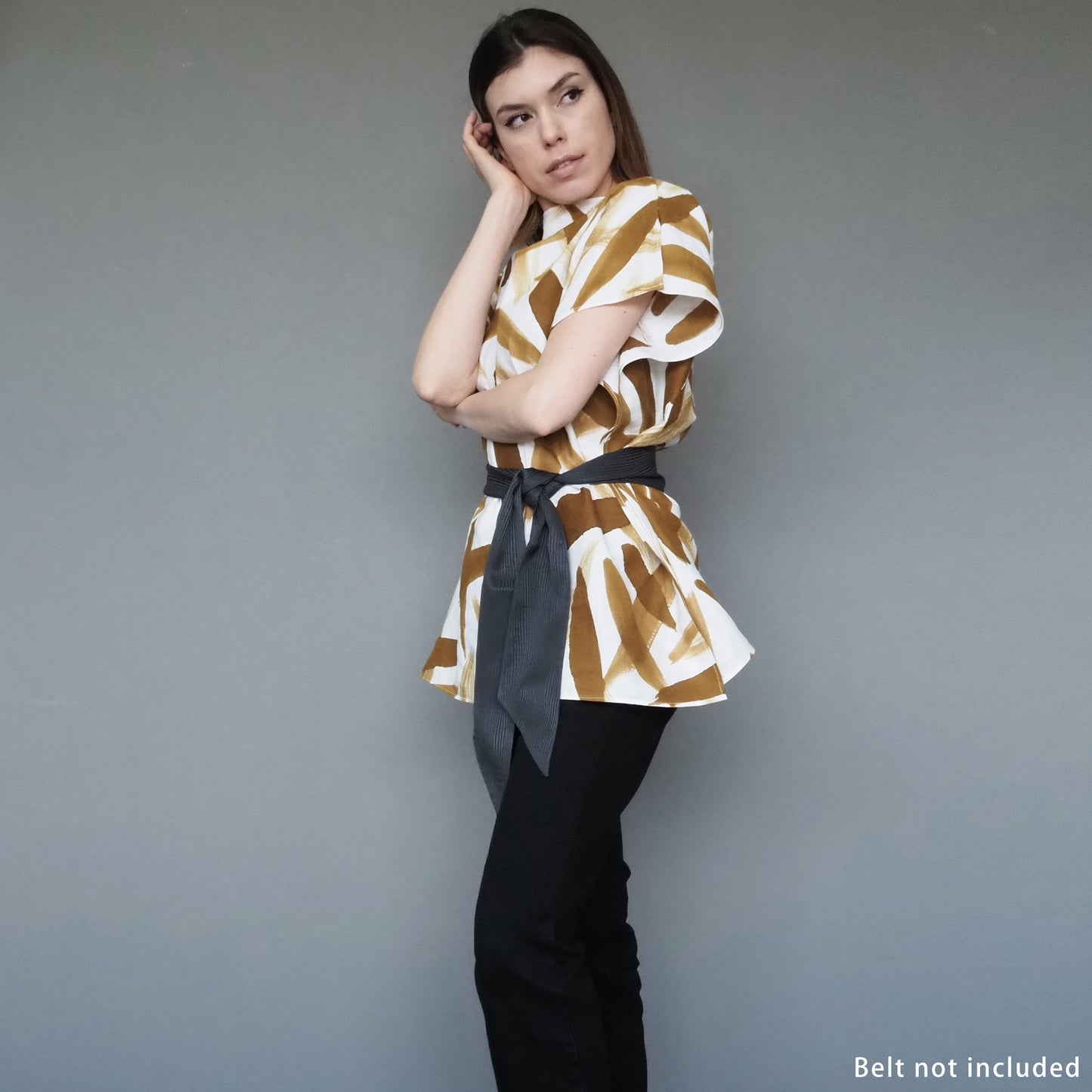 Bamboo Leaves Double-gauze Cotton Top Mustard