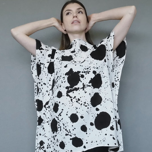 Mossy Garden Double-gauze Cotton Top Charcoal Black