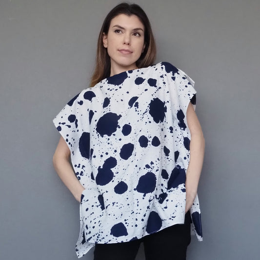 Mossy Garden Double-gauze Cotton Top Dark Blue