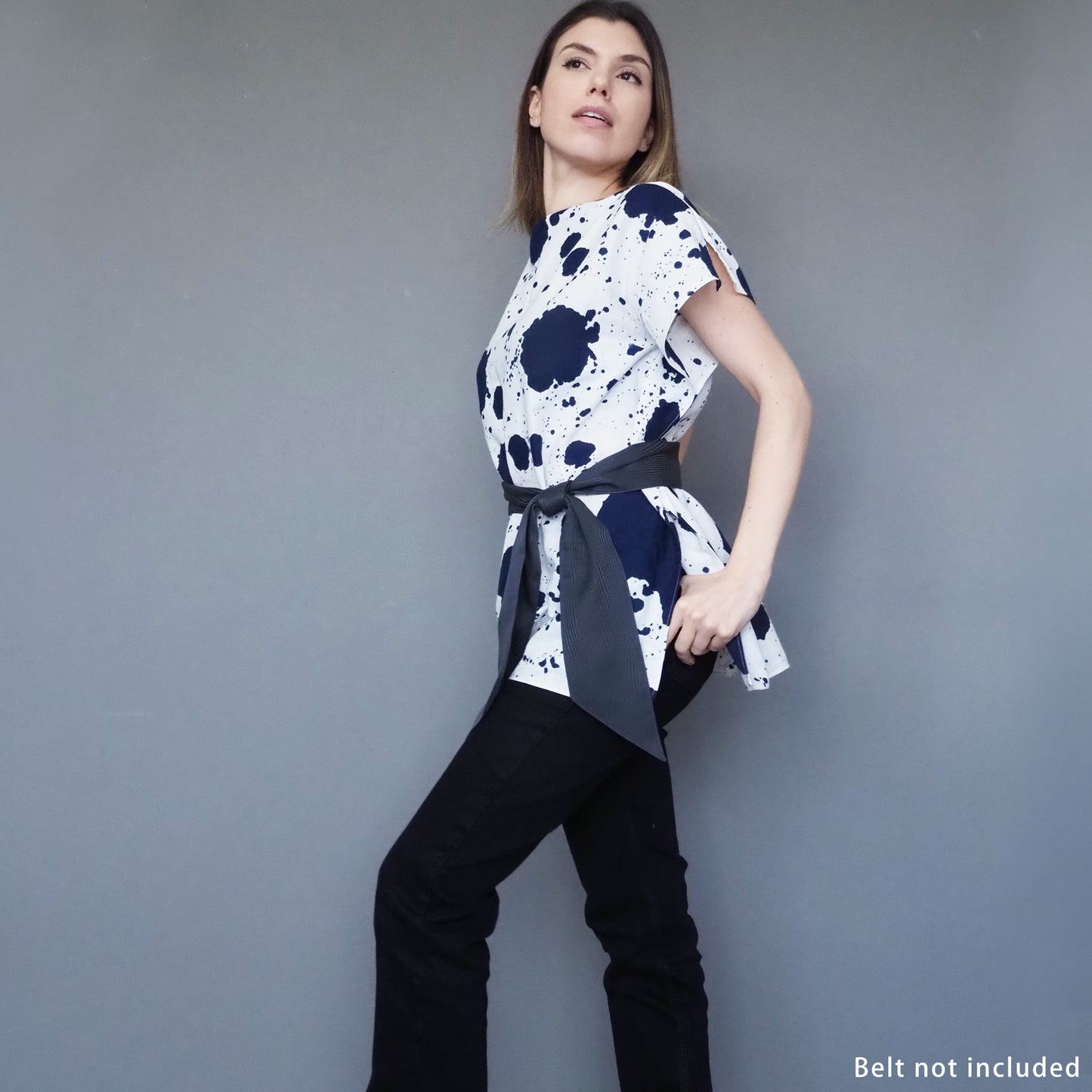 Mossy Garden Double-gauze Cotton Top Dark Blue