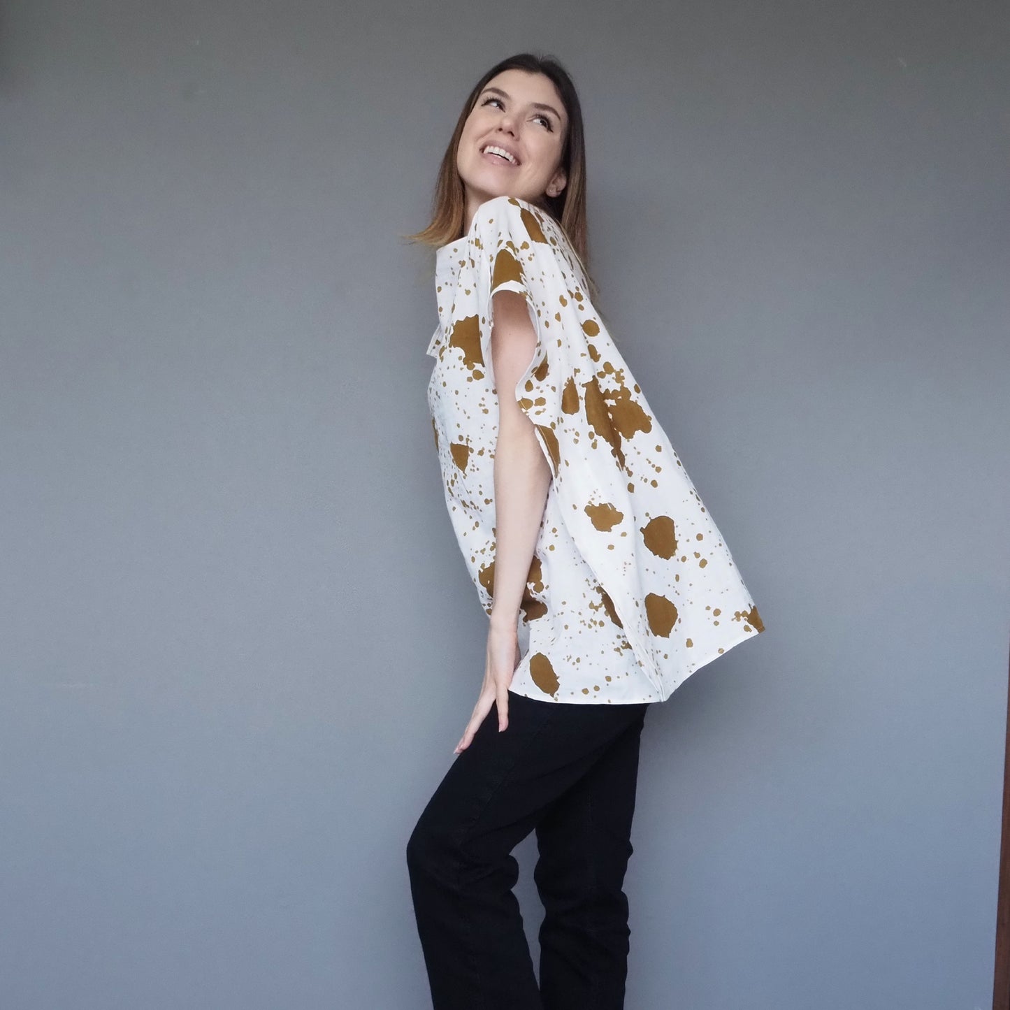 Mossy Garden Double-gauze Cotton Top Mustard