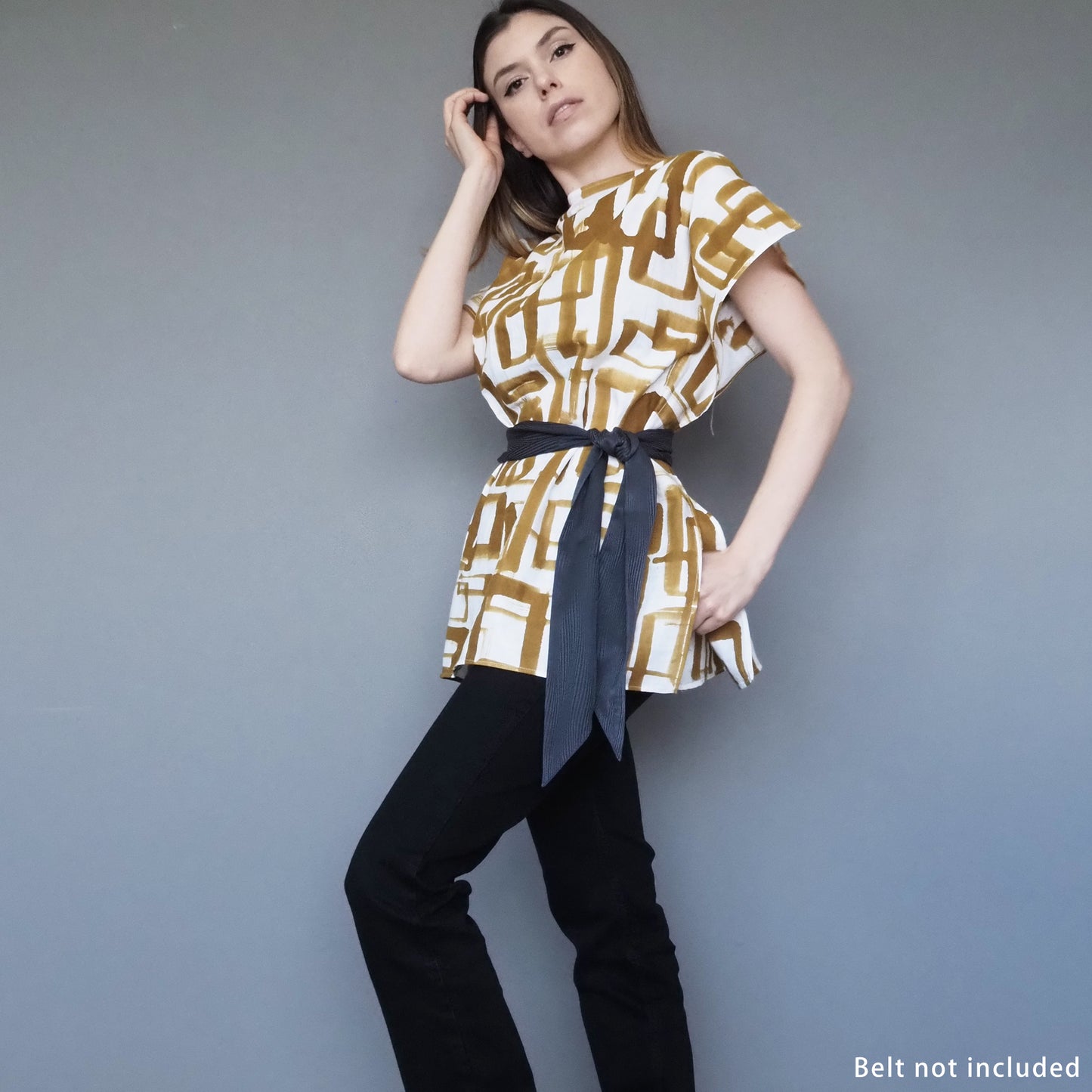 Stone Paving Double-gauze Cotton Top Mustard